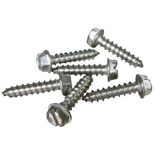 Silver 2.5 Inch Polished Finish Hexagonal Head Metal Screw 