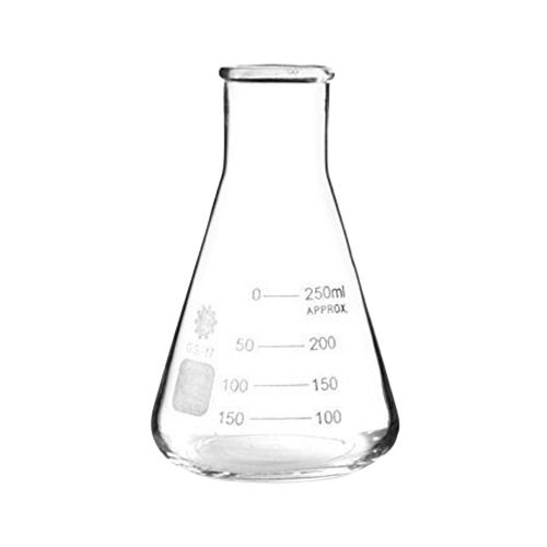 Transparent 250 Milliliter 8 Mm Thick Glass Conical Flasks For Laboratory Use 