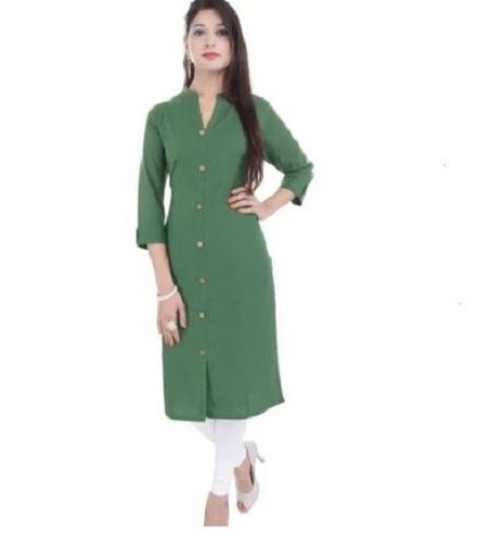 3 By 4 Sleeve Ladies Cotton Plain Kurti Bust Size: 32 Inch (In)