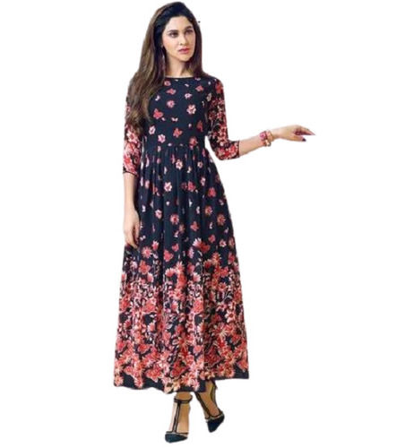 3 By 4 Sleeve Modern Party Wear Ladies Floral Printed Georgette Kurti Bust Size: 30 Inch (In)