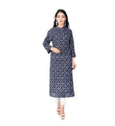 3 By 4 Sleeve Rayon Ladies Printed Kurti Bust Size: 32 Inch (In)