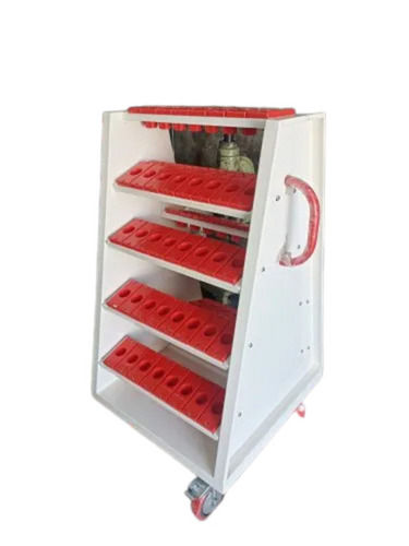 Red And White 3Mm Thick Paint Coated Mild Steel Body Cnc Tool Trolley For Industrial Use