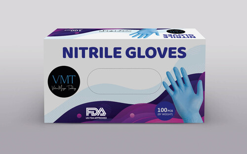 FDA Approved Disposable Latex And Powder Free Nitrile Examination Gloves (Blue)