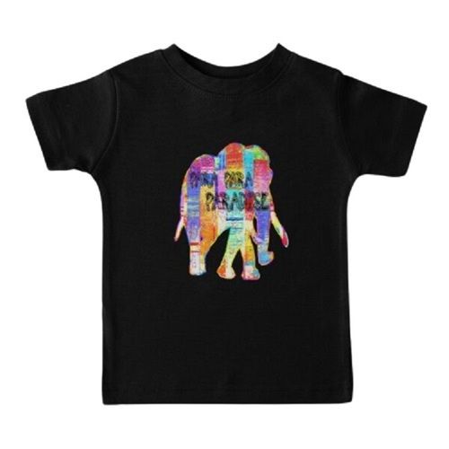 Kids Printed Short Sleeve Black Cotton T Shirt Age Group: All