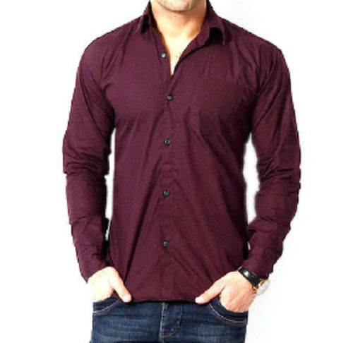 Men Full Sleeves Straight Collar Plain Pattern Casual Shirt Age Group: 15 To Above