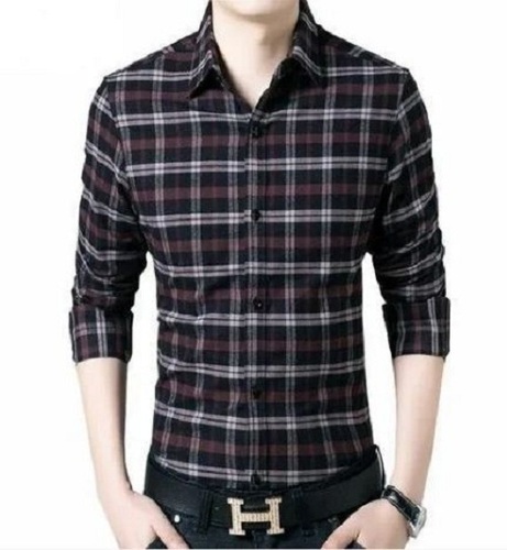 Mens Full Sleeves Printed Pattern Check Shirt