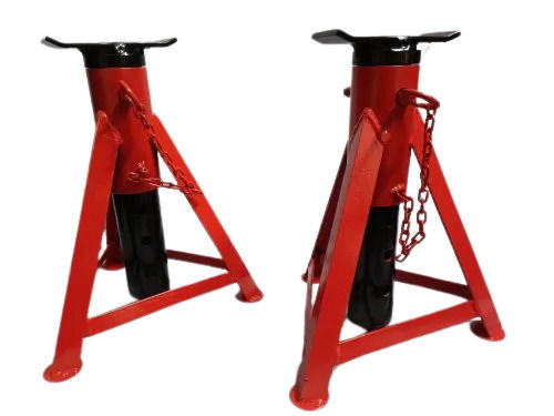 Red And Black Paint Coated Mild Steel Body Manual Axle Stand For Industrial Use