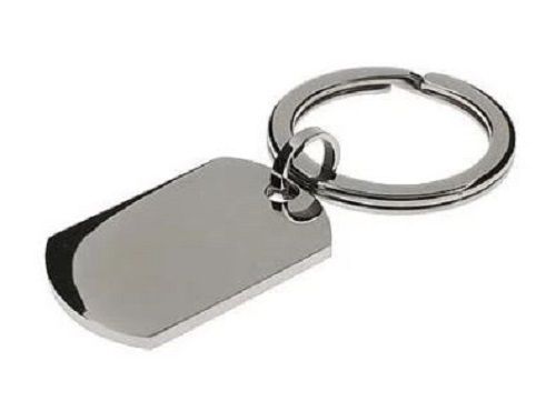 Silver Plain Polished Stainless Steel Keychain 