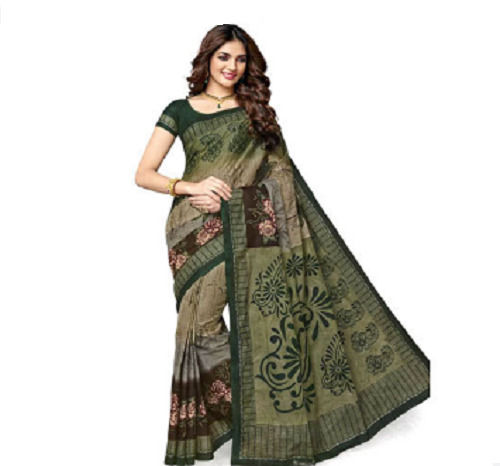 Printed Cotton Saree With Unstitched Blouse Piece