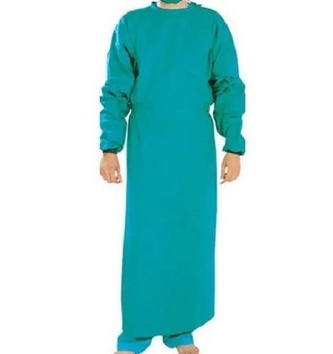 Green Pure Cotton Material Full Sleeve Plain Pattern Hospital Surgical Gown