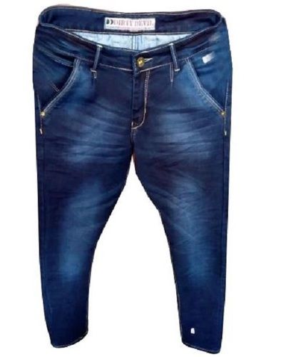 Straight Regular Fit Plain Denim Jeans For Mens