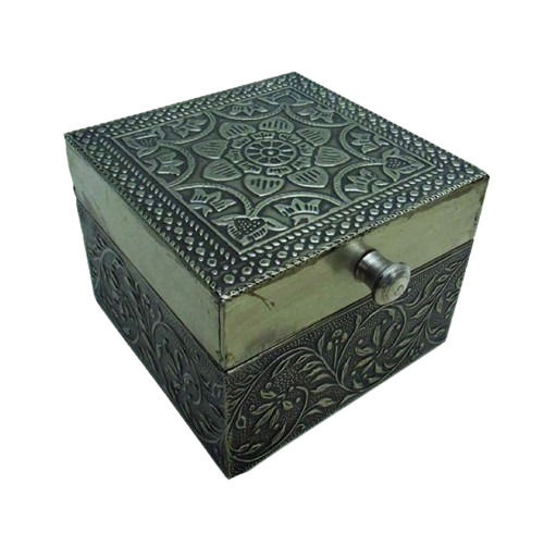 Dark Grey 10X10Cm Square Water And Corrosion Resistance Polished Antique Metal Box