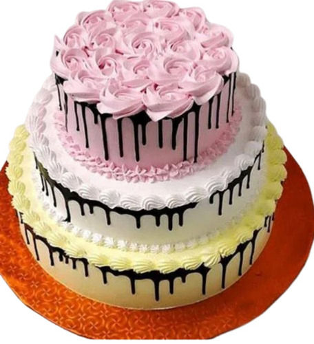 Delicious And Eggless Sweet Flavored Round Birthday Cake