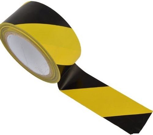 Black And Yellow Excellent Quality 30 Meter Plain Pvc Single Side Marking Tape 