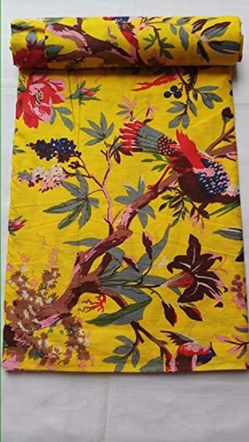 44 Inches Width Printed Cotton Fabric - 100% Cotton, 200 Grams, Smooth Yellow, Woven, Ideal for Summer Season