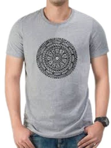 Grey With Black Cotton T Shirt