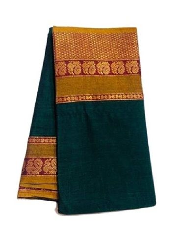 Dark Green With Yellow Designer Cotton Saree