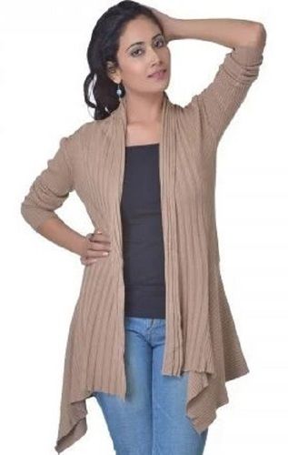 Full Sleeves Plain Pattern Woolen Material Ladies Casual Shrug Bust Size: 32 Inch (In)