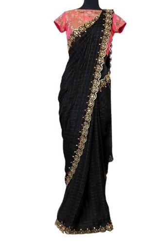 Black Ladies Party Wear Designer Saree