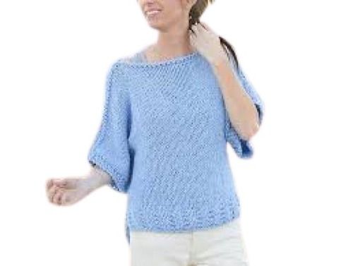 Ladies Round Neck Half Sleeve Plain Causal Cotton Knitting Tops