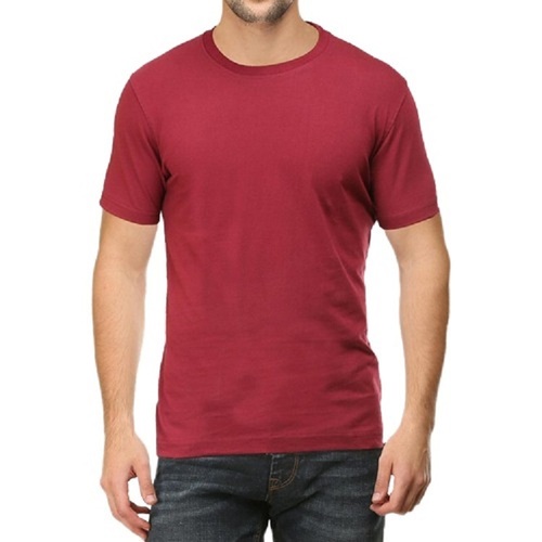 Mens Plain Maroon Short Sleeve Cotton T Shirt