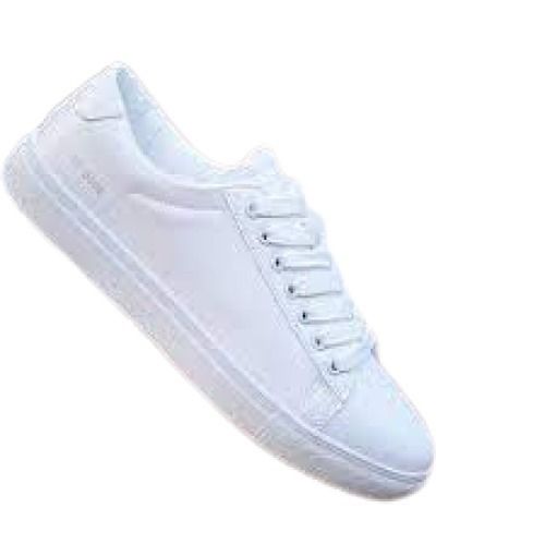 Washable Mens Round Toe Style Pvc Rubber White Plain Casual Shoes