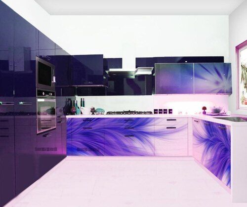 Modern BWR Plywod With Acrylic U Shaped Kitchen