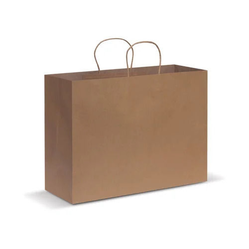 Brown Rectangular Plain Disposable Paper Bag With Two Handle 