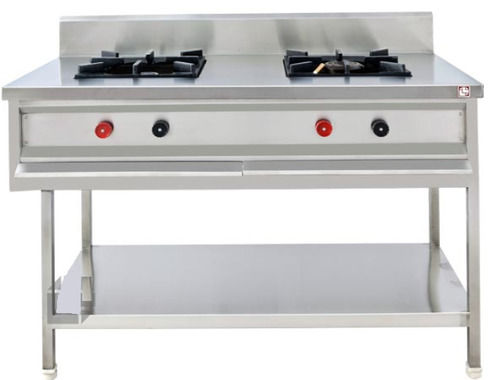 Silver Stainless Steel Two Burner Cooking Range Thickness: 4 Feet (Ft)