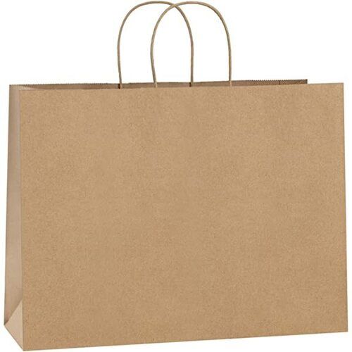 Brown 10X5X13 Inches Rectangular Plain Kraft Paper Promotional Shopping Bag