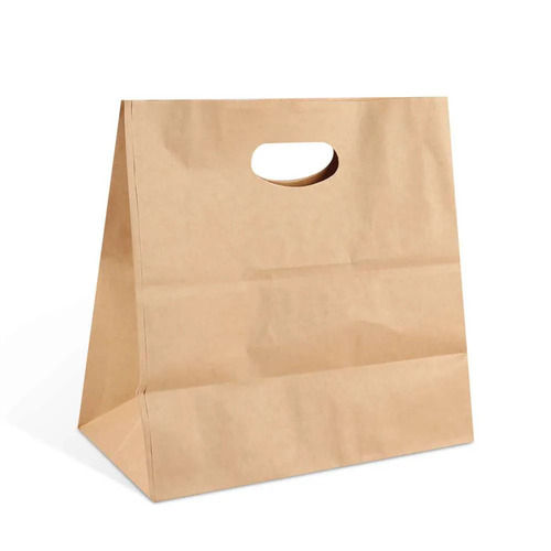 Brown 11X6X11 Inches Matte Finished Plain D Cut Paper Bag For Shopping Use