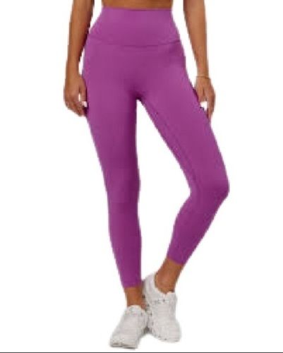 No Fade Casual Plain Purple Cotton Leggings