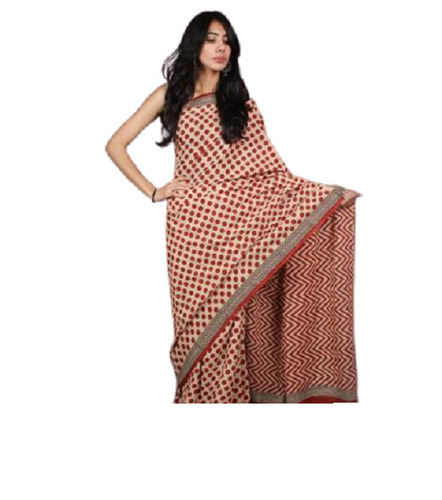 कॉटन और सिल्क फ़ैब्रिक बगरू प्रिंट साड़ियां