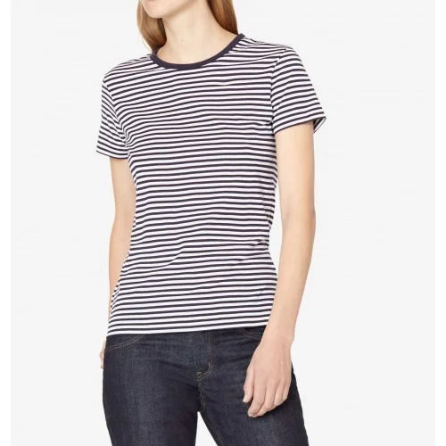 Daily Wear Comfortable Breathable Striped Short Sleeves Cotton T-shirts For Ladies