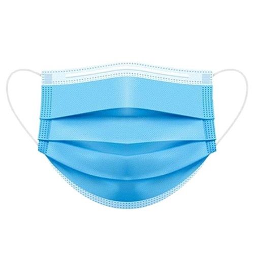 Disposable Non Woven Face Mask - Medium Size, Sky Blue Color | Eco-Friendly, Adjustable Nose Clip, Breathable Material, 1-Day Shelf Life, Comfortable Fit