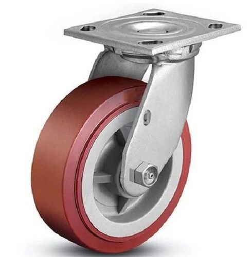 Silver And Red Galvanized 6X2 Inch Metal Jack Pu Caster Wheel