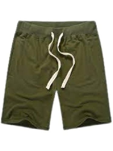 Mens Plain Lace Green Cotton Sports Shorts