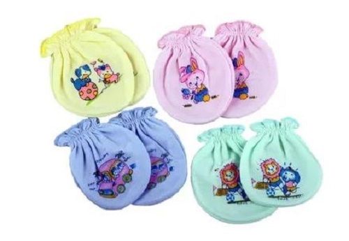 Multi Printed Cotton Unisex Baby Mitten Set