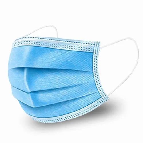 Protection From Virus And Dust Plain 3 Ply Non Woven Disposable Face Mask