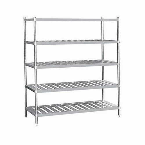 Wall Mounted Rectangular Polished Stainless Steel Kitchen Rack With Five Shelve Application: Commercial