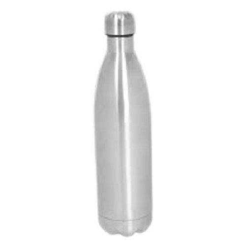 Silver 1 Liter Round Shape Screw Cap Stainless Steel Bottle