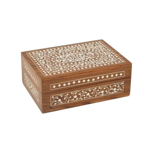 7 Inches Rectangular Shape Brown Rosewood Jewelry Box