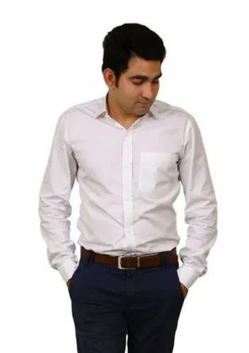 Button Closure Regular Fit Full Sleeves Plain Dyed Cotton Formal Shirt For Men