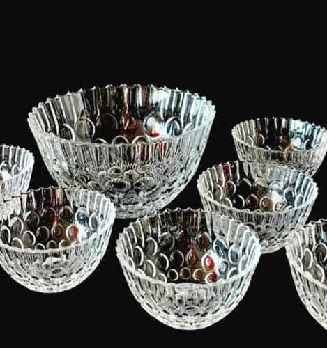 Transparent Glass Round Bowl For Sweet And Soup Use