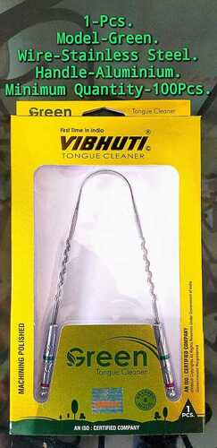 100 Pieces Pack Vibhuti Green Ss Wire And Aluminium Handle Tongue Cleaner Age Group: Suitable For All Ages