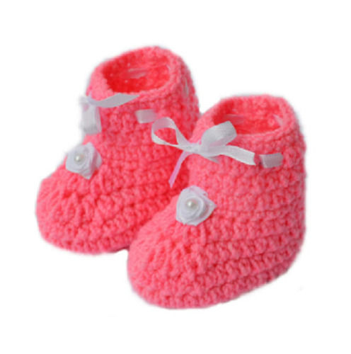 Baby Light Weight and Soft Woolen Pink Bootie