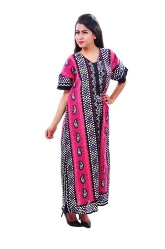 Satin Pink Long Ladies Maxi Night Dress, Half Sleeve at Rs 165/piece in  Meerut