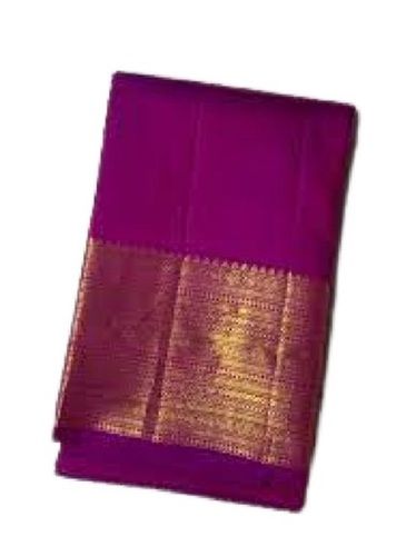 Purple Ladies Plain Zari Border Party Wear Pure Silk Sarees