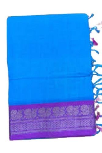 Teal And Pink Ladies Traditional Wear Contrast Border Plain Cotton Sarees