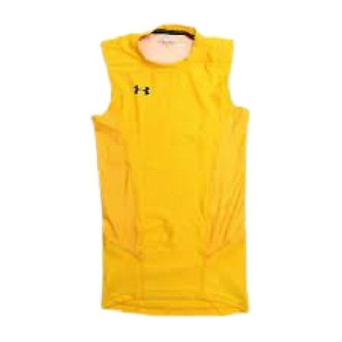 Yellow Plain Pattern Sleeveless Round Neck Casual Wear Men'S T Shirts